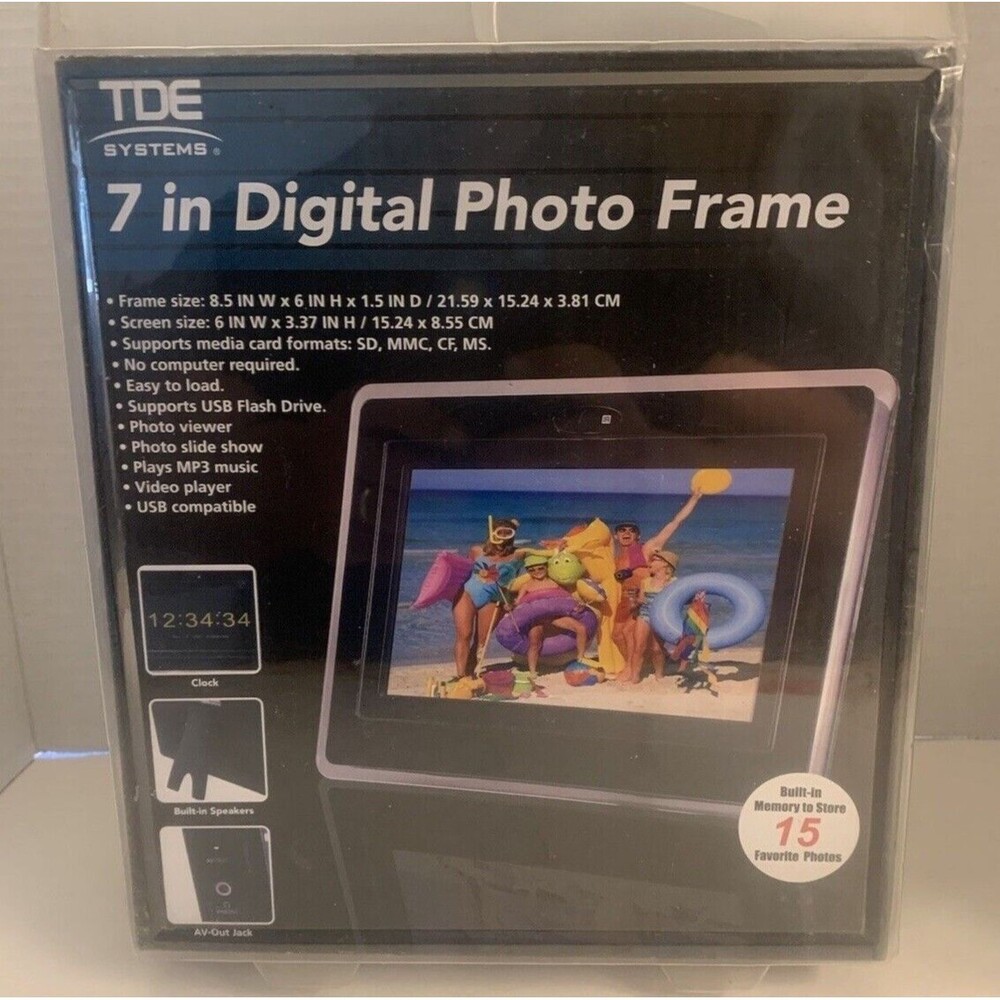 TDE SYSTEMS 7 INCH DIGITAL PHOTO FRAME NEW IN THE BOX.